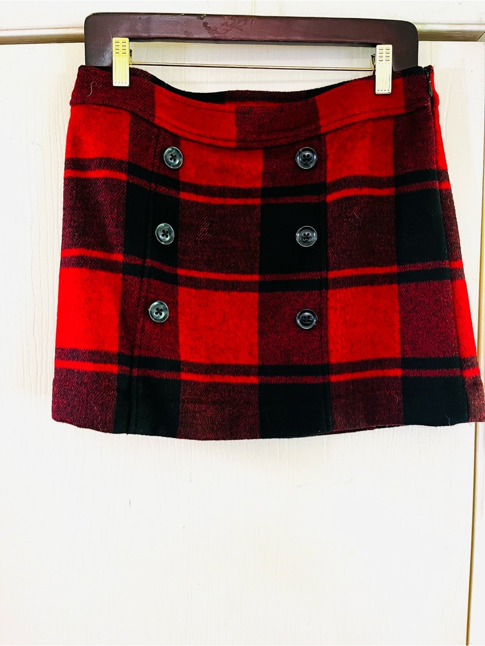 90s Style Gap Wool Flannel Town & Country Buffalo Check Mini School Girl Skirt 4